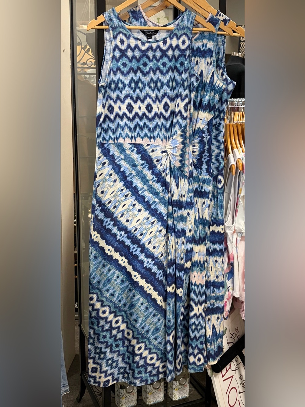 Charlie B Sleeveless Blue Round Neck Dress